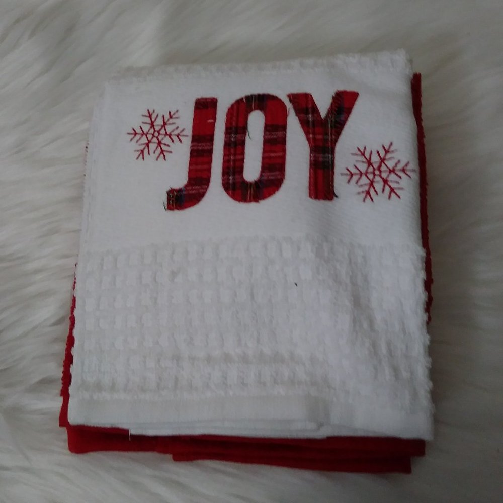 Deborah Connolly Christmas Kitchen Towels 2 PK. "Joy"